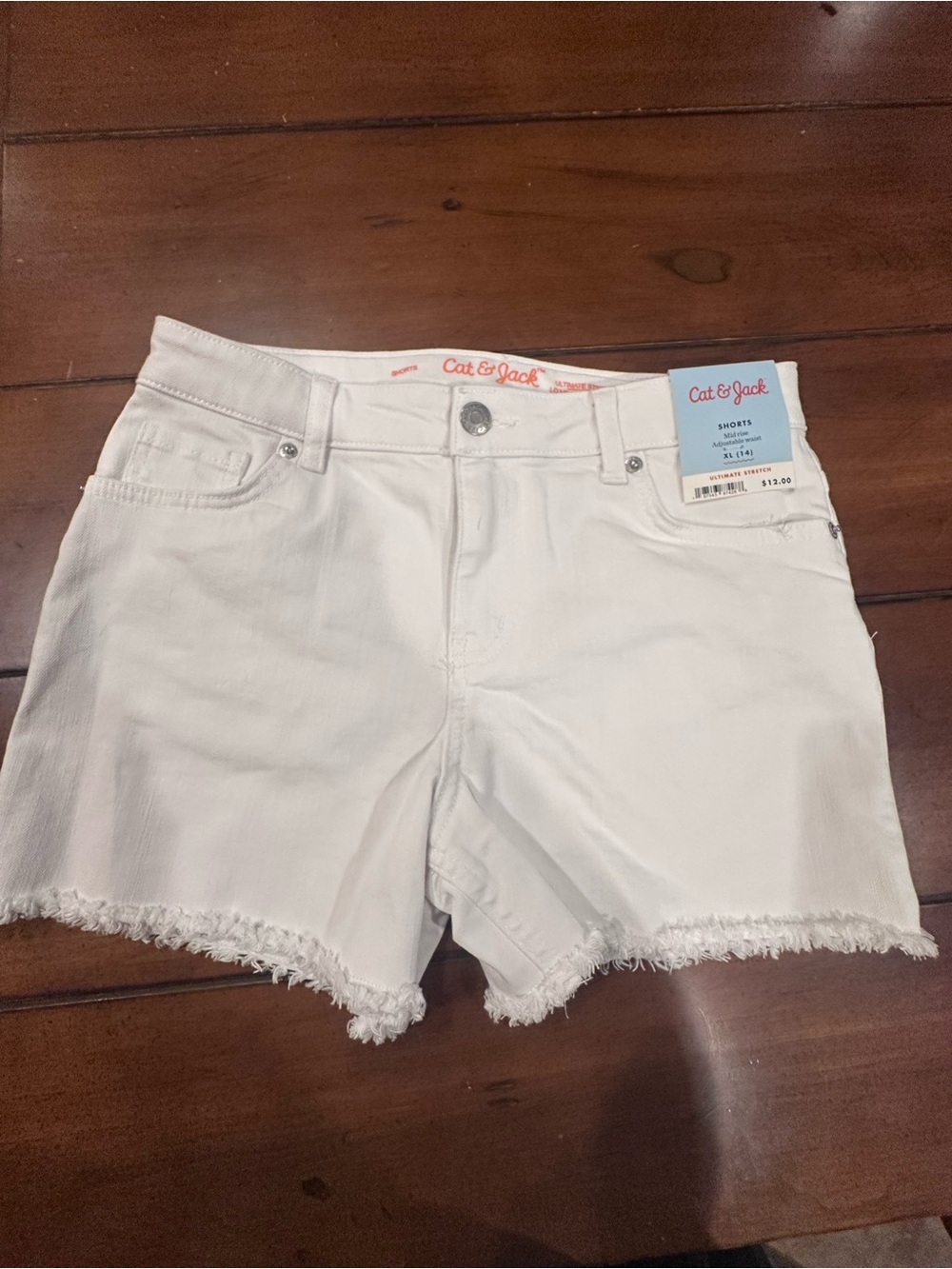NWT Cat & Jack White Frayed Hem Women's Denim Shorts